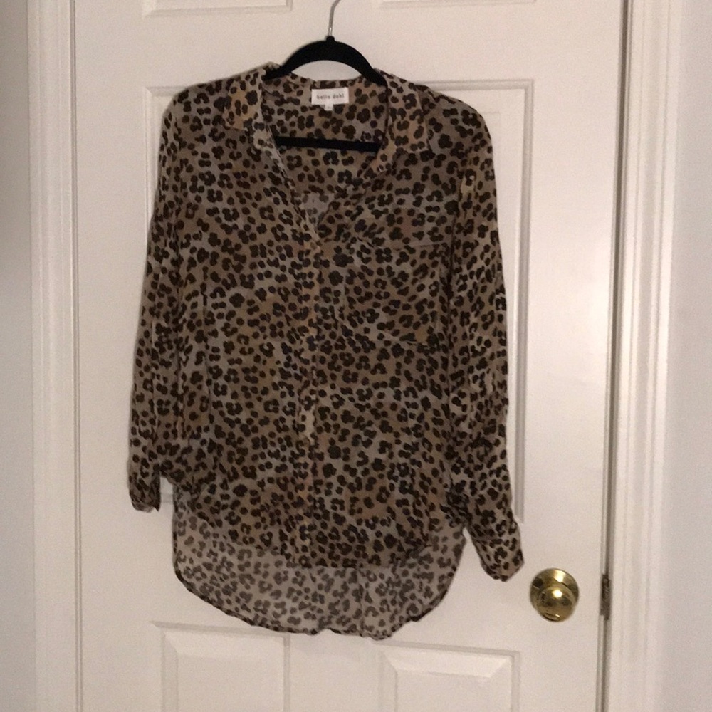 Cheetah print button down blouse